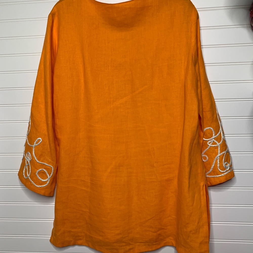 Lilly pulitzer embroidered 100% linen blouse - Picture 5 of 6